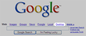 Google Main Page with desktop link